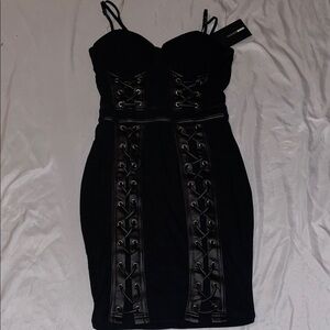 Fashion Nova Black Lace-Up Mini Dress